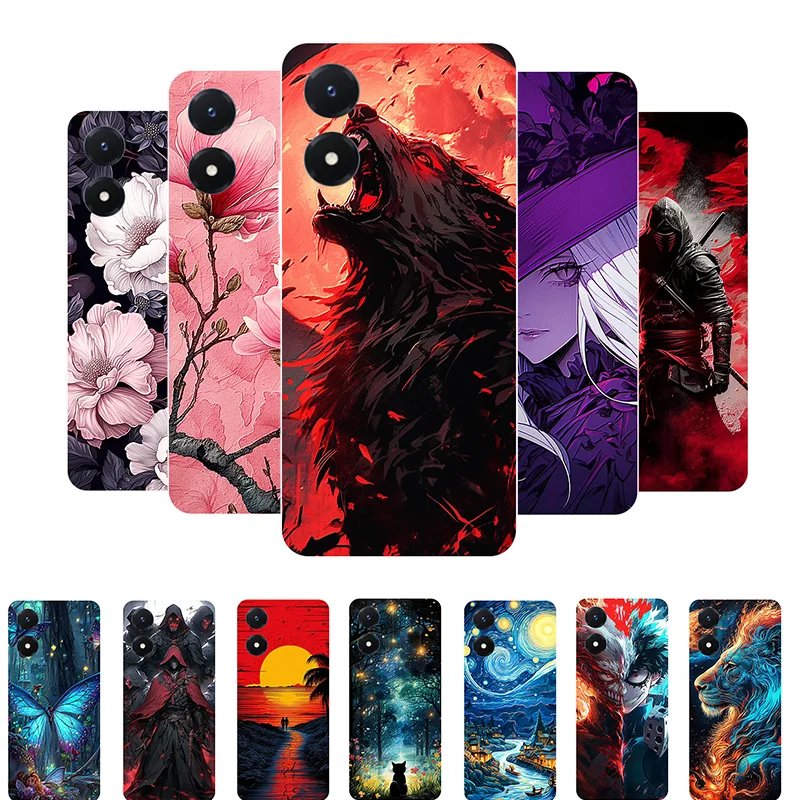

For Vivo Y02S Case Flowers Wolf Soft Silicone Phone Cover for Vivo Y02S V2203 Y 02s Y02 S Coque VivoY02S Shockproof Fundas