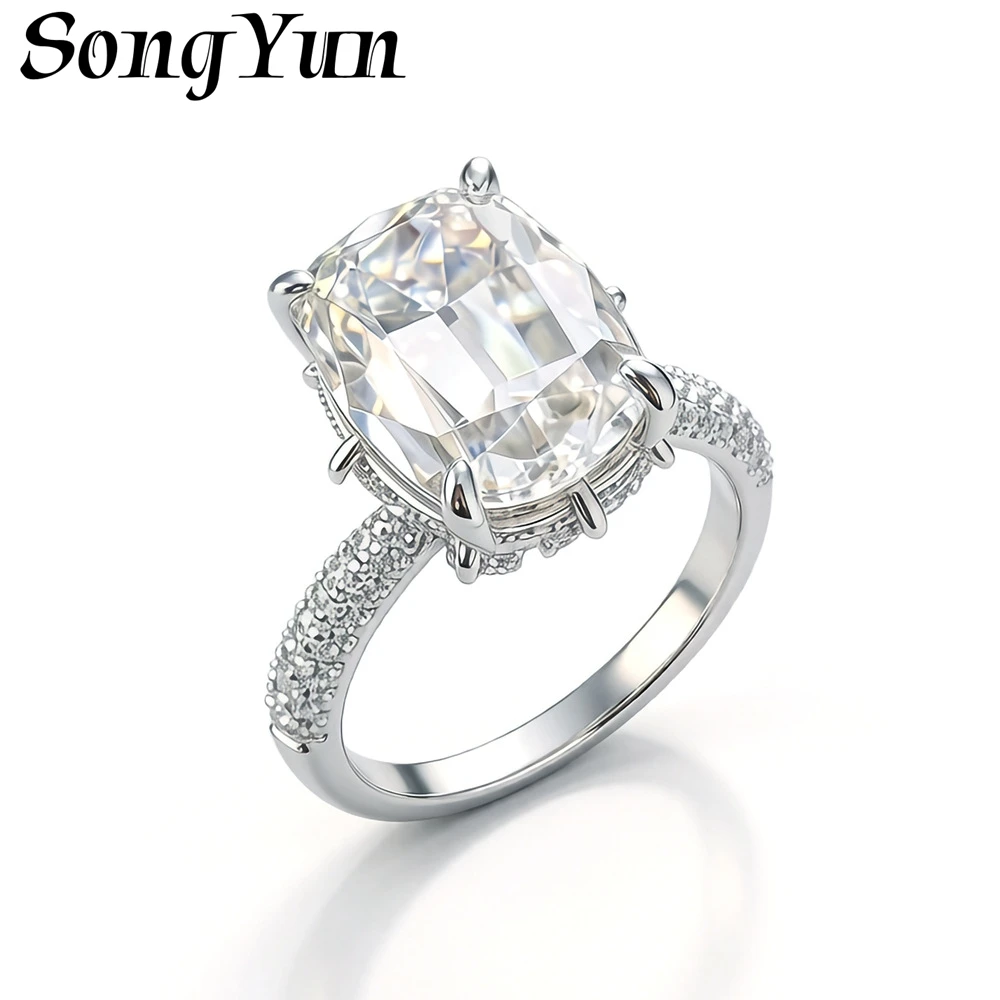 

SongYun Jewelry 925 Sterling Silver Ring Moissanite D Color VVS Fine Lady Modern Lab Grown Rings Diamond Accessories