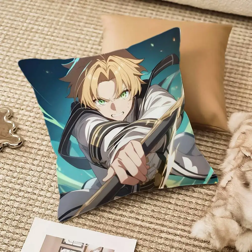 Funda de almohada Anime M-Mushoku Tensei, sofá cama con cremallera Invisible antipolvo