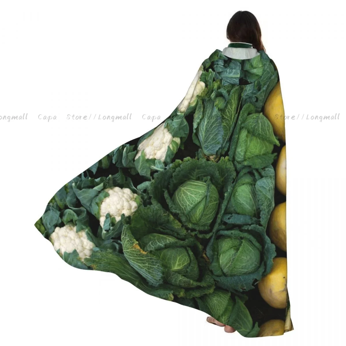 

Witch Cloak Vegetables Cauliflower Cabbage Halloween Cosplay Costume Unisex Adult Cloak Retro Ages Cape