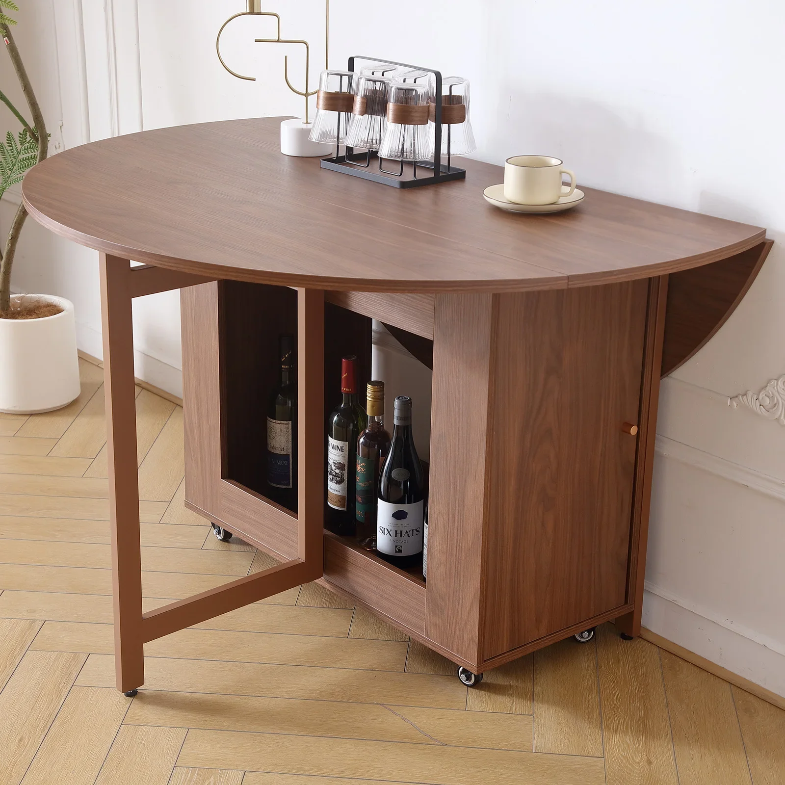 

Fashion Folding Dining Table Furniture Multifunctional Round Dining Table with Dining Chairs