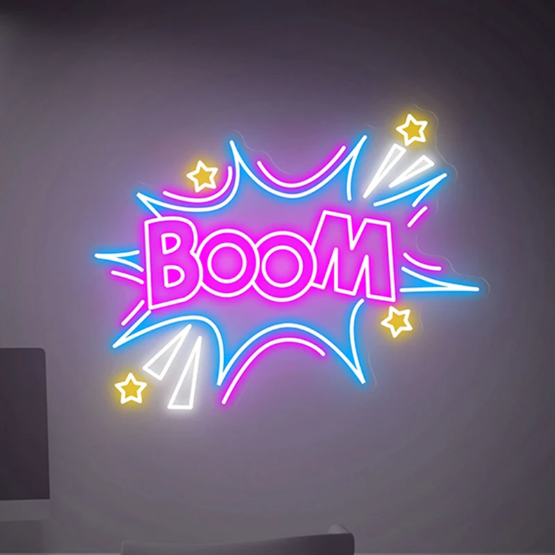 boom neon sign custom festa lojas de varejo loja bar clube night light pop art arcade room wall decor lampada led presentes personalizados 01