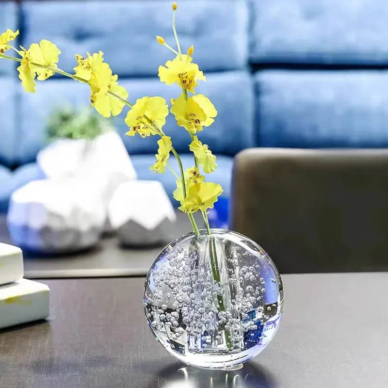 

Transparent Crystal Bubble Ball Vase Desk Decoration Artificial Flowers Flower Arrangement Floral Vases Room Aesthetic Decor