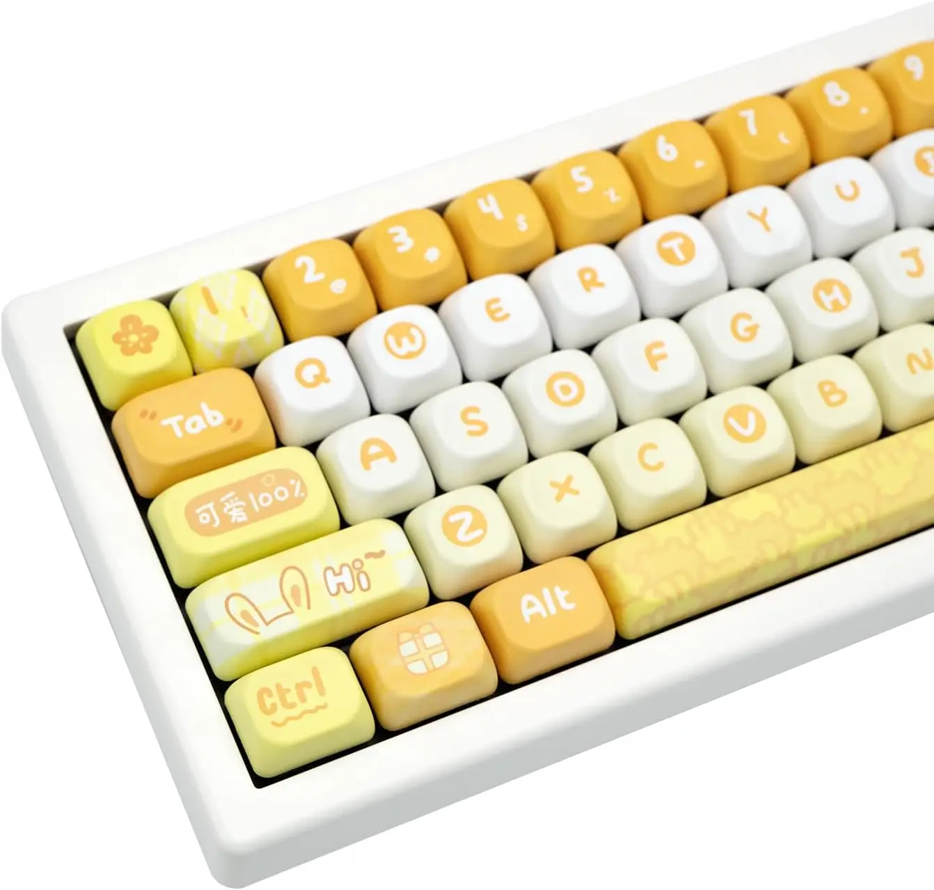 

134 Key PBT Keycaps MOA Profile Kawaii Custom Keycaps for Mechanical Keyboard Compatible with ANSI Layout 60% 65% 75% Yellow