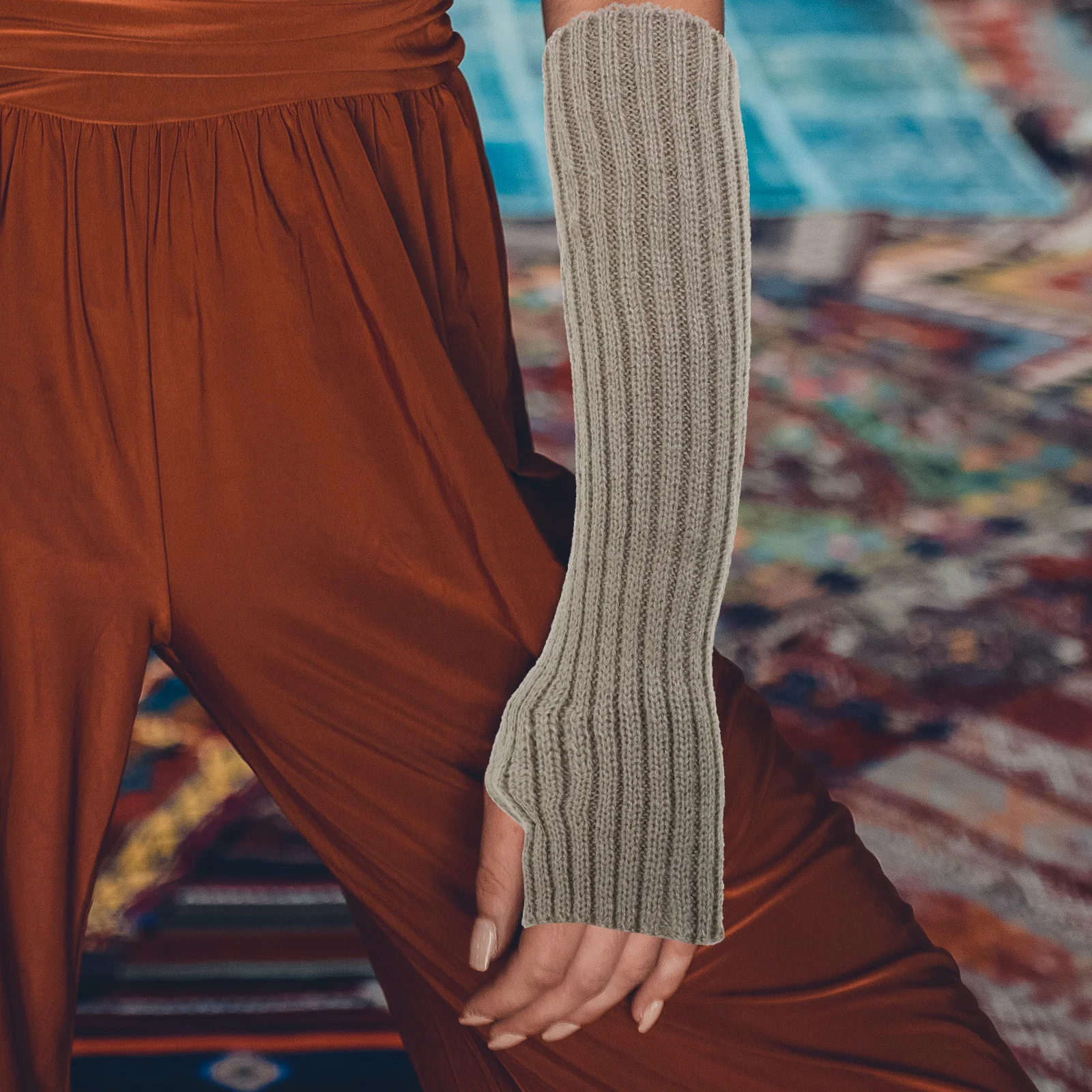 3 шт., 3 пары вязаных грелок для рукавов, женские эластичные перчатки без пальцев, с отверстием для большого пальца, балетная офисная одежда для холодной погоды, легкий вес