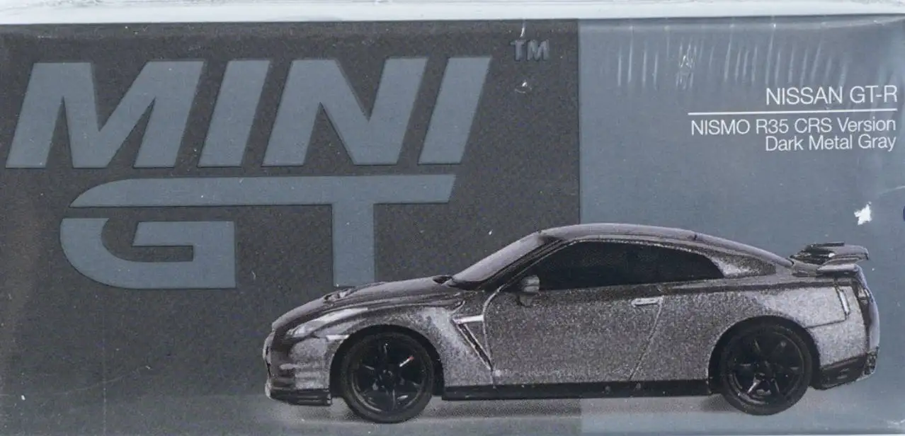 

MINIGT 1089 1:64 NISSAN GTR R35 2013 Dark Metal Gray NISMO R35 CRS Version Diecast Car Model Collection Toys