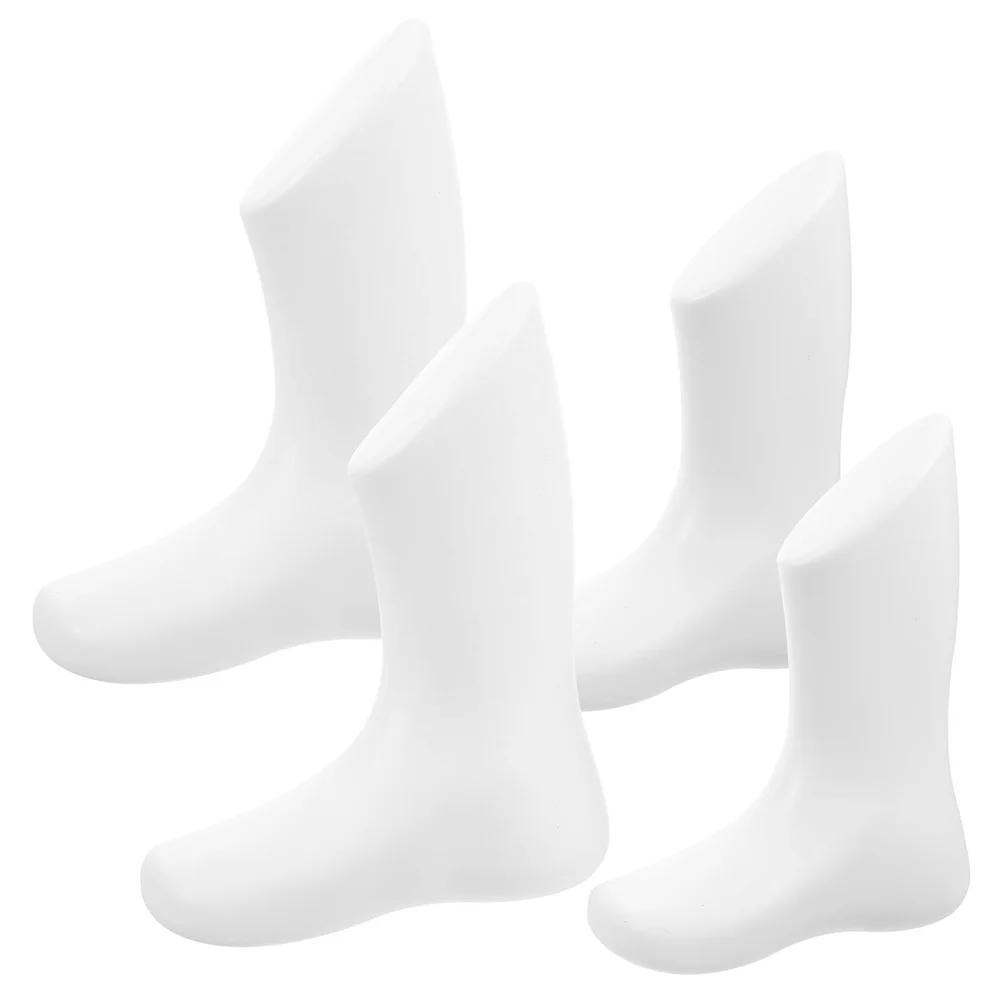 

4 Pcs Baby Foot Mold White Shoes Socks Display Model Plastic Small Mannequin Feet