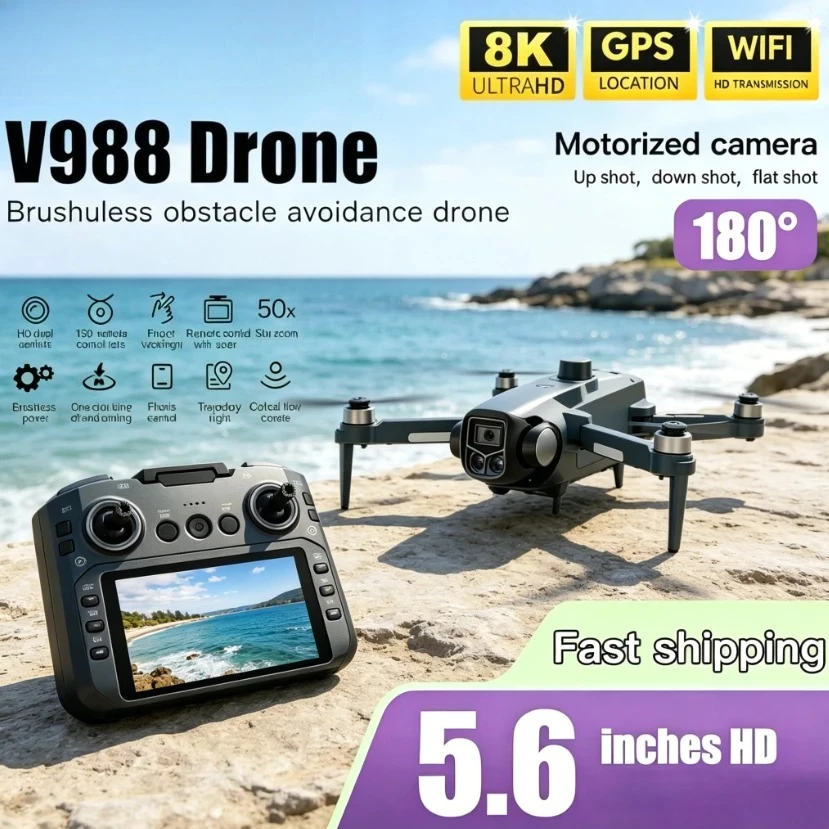 Fpv Brushless Rc Drone 4K - Drone Profissional V988 Original, Drone Dobrável
