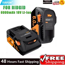 Turpow 6000mAh 18V Li-ion For RIDGID R840083 R840085 R840086 R840087 Rechargeable Power Tool Battery Series AEG Series Battery