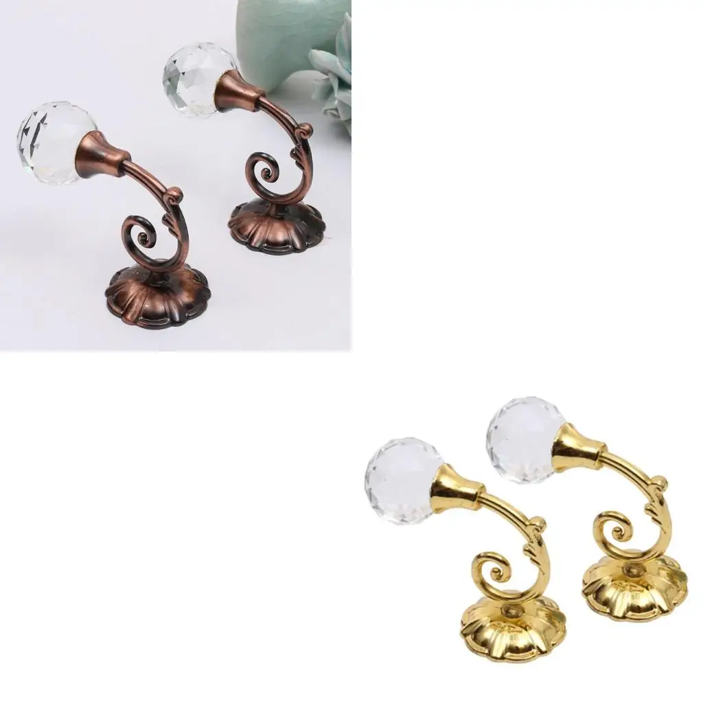  Curtain Holdbacks Curtain Tiebacks Hooks for Drapes Crystal Curtain Holdback Curtain Holders Wall Metal Drapery Hooks