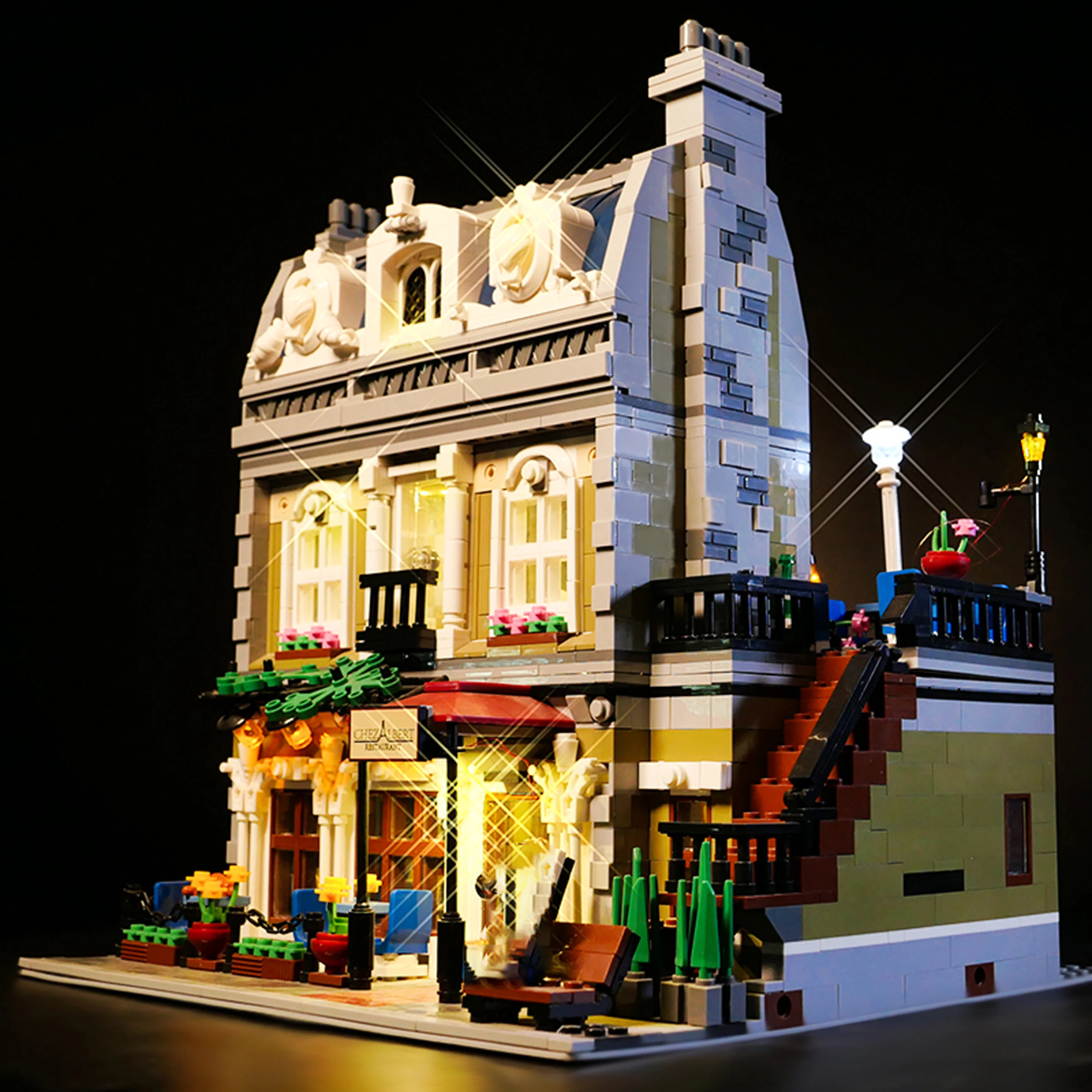 DIY-bouwsteen LED-lichtset voor 10243 modulair restaurantmodel in Europese stijl, verlichtingsaccessoires voor creatieve weergave