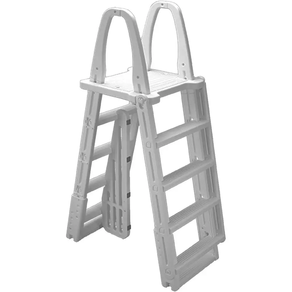 

Adjustable Swing-Up Pool Ladder with Anti-Barrier, Holds 300 lbs, Anti-Slip Treads, 48-56 Inch Range
