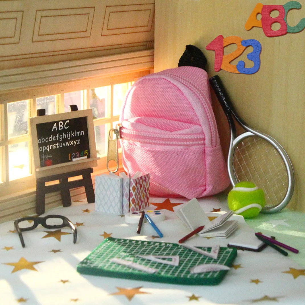 School Supplies Doll Accessories Mini Simulation Miniature School Bag Combination Set For Dollhouse Best Gift Toy For Girl Doll