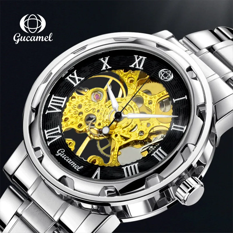Mechanical watch Fashion mechanical men's watch, manual mechanical through-the-bottom hollow watch Men's watch