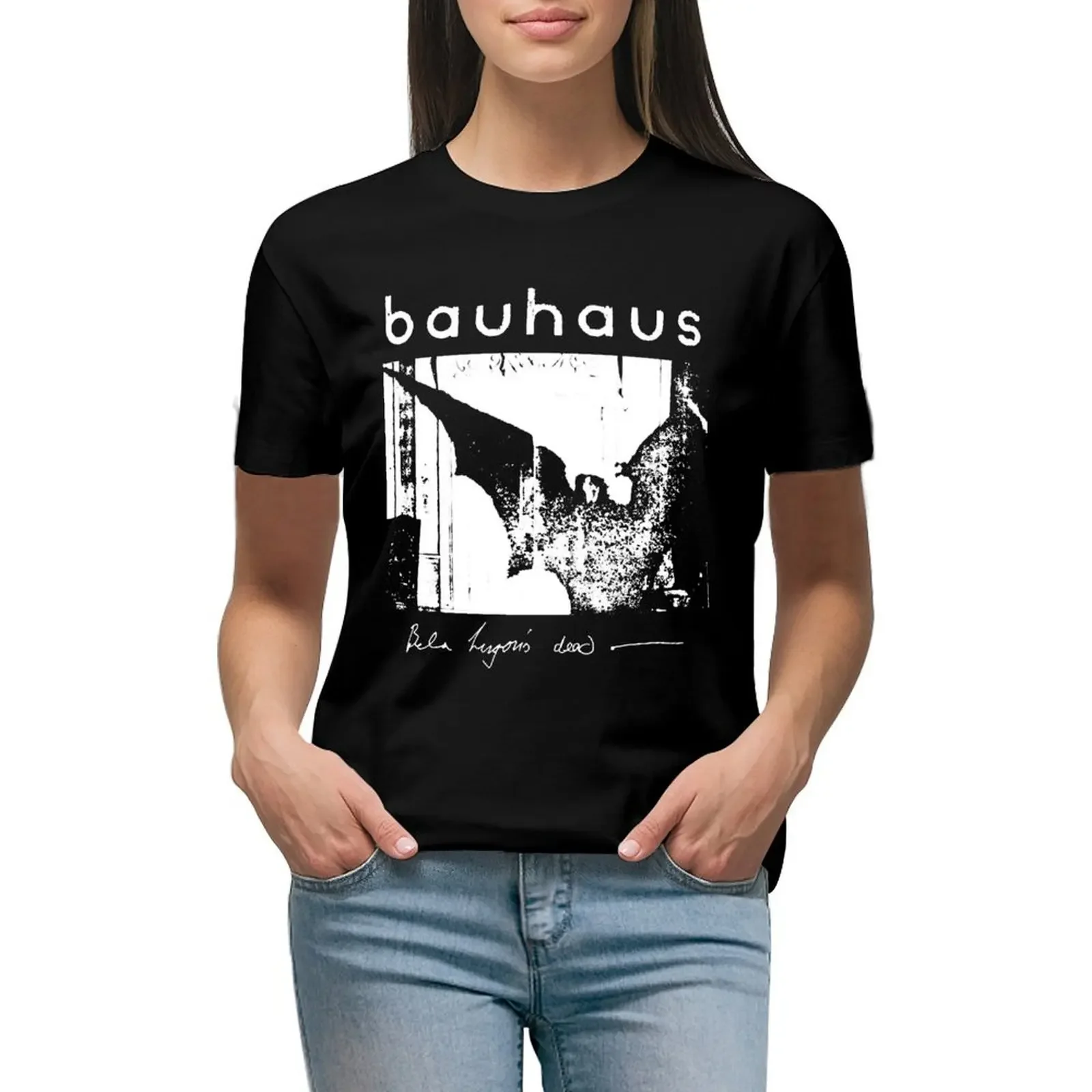 Bauhaus - Bat Wings - Bela Lugosis Dead T-Shirt graphics plain Short sleeve tee white t-shirt dress for Women sexy