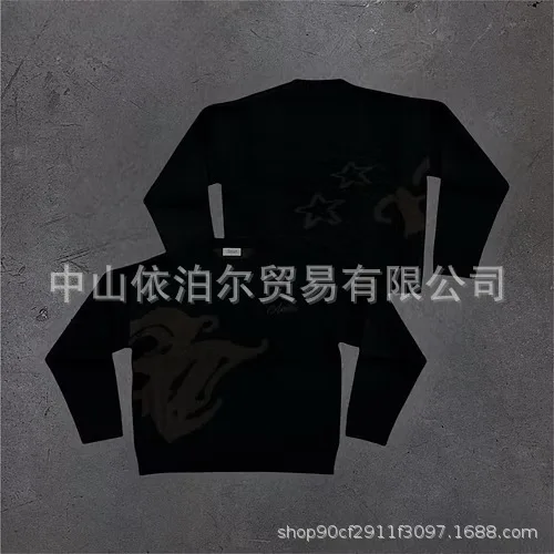 Autumn and winter 2025 new fashion letter embroidery planet jacquard round neck  sweater  men and women high street sweater