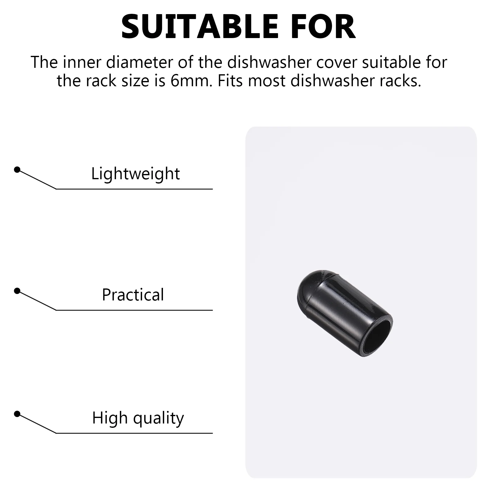 

100Pcs Dishwasher Prong Rack Protector Cap 6mm Durable Wire Thread Cover Replacement for Rack Tips Accessories