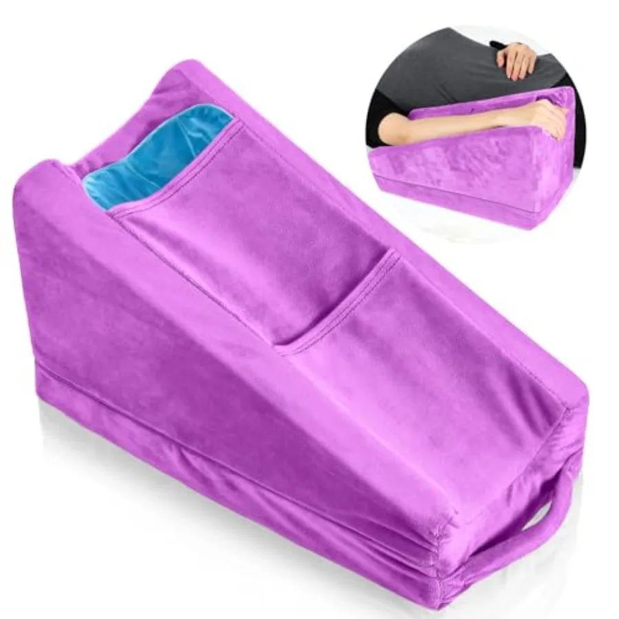 

Arm Elevation Pillow with 2 Pockets Soft Ergonomic Support Pillow for Elbow Rest Wedge Broken Arm Gifts with High Density Foam