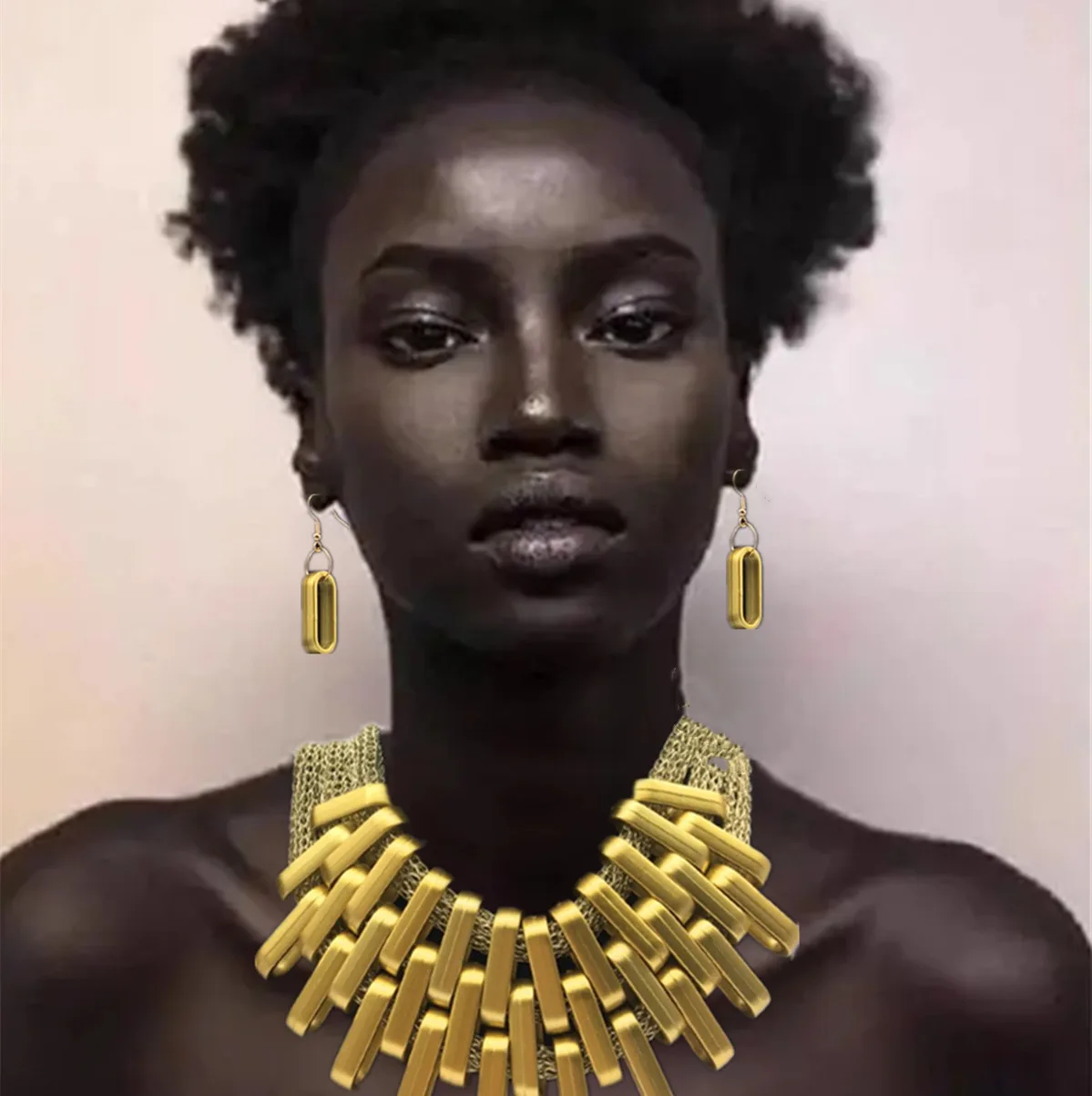 European and American fashion big-name jewelry exaggerated cotton rope necklace earrings set accessories Amazon source Necklace