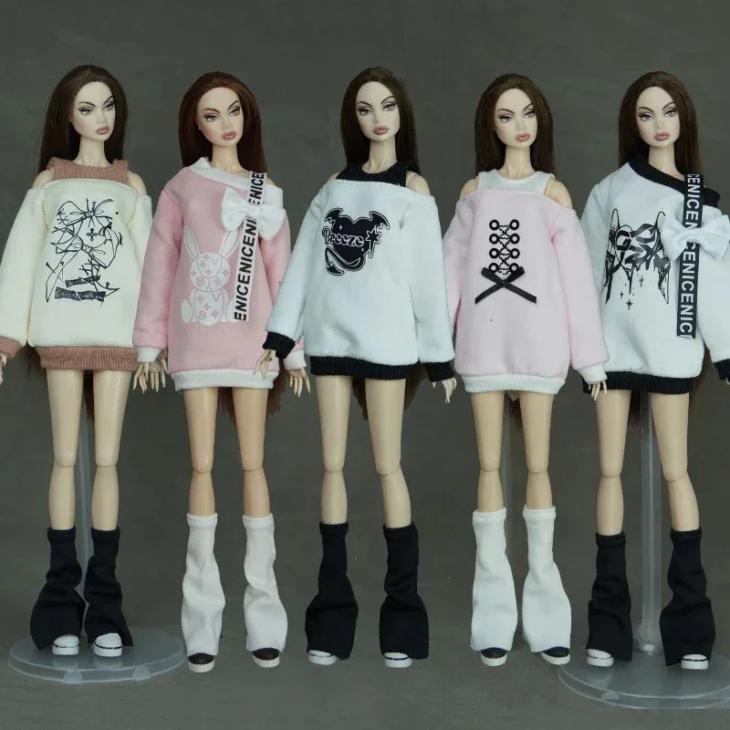 1/6 Puppenkleidung, passend für 30 cm dünnes Bjd-Puppenrock-Set, Kapuzenpullover-Set, Anzieh-Mädchen-Spielzeug, Spielhaus-Puppenzubehör, keine Puppe