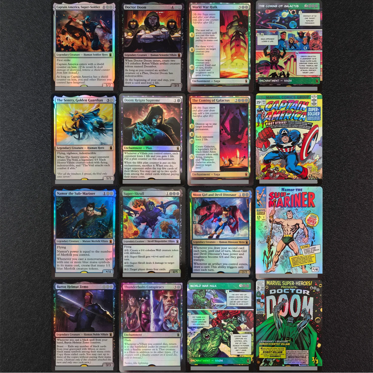 Cartão Mágico Proxy MSH TCG: A Chegada de Galactus, Super-Soldado, Doutor Destino, Hulk da Guerra Mundial, Doutor Destino Reina Suprema