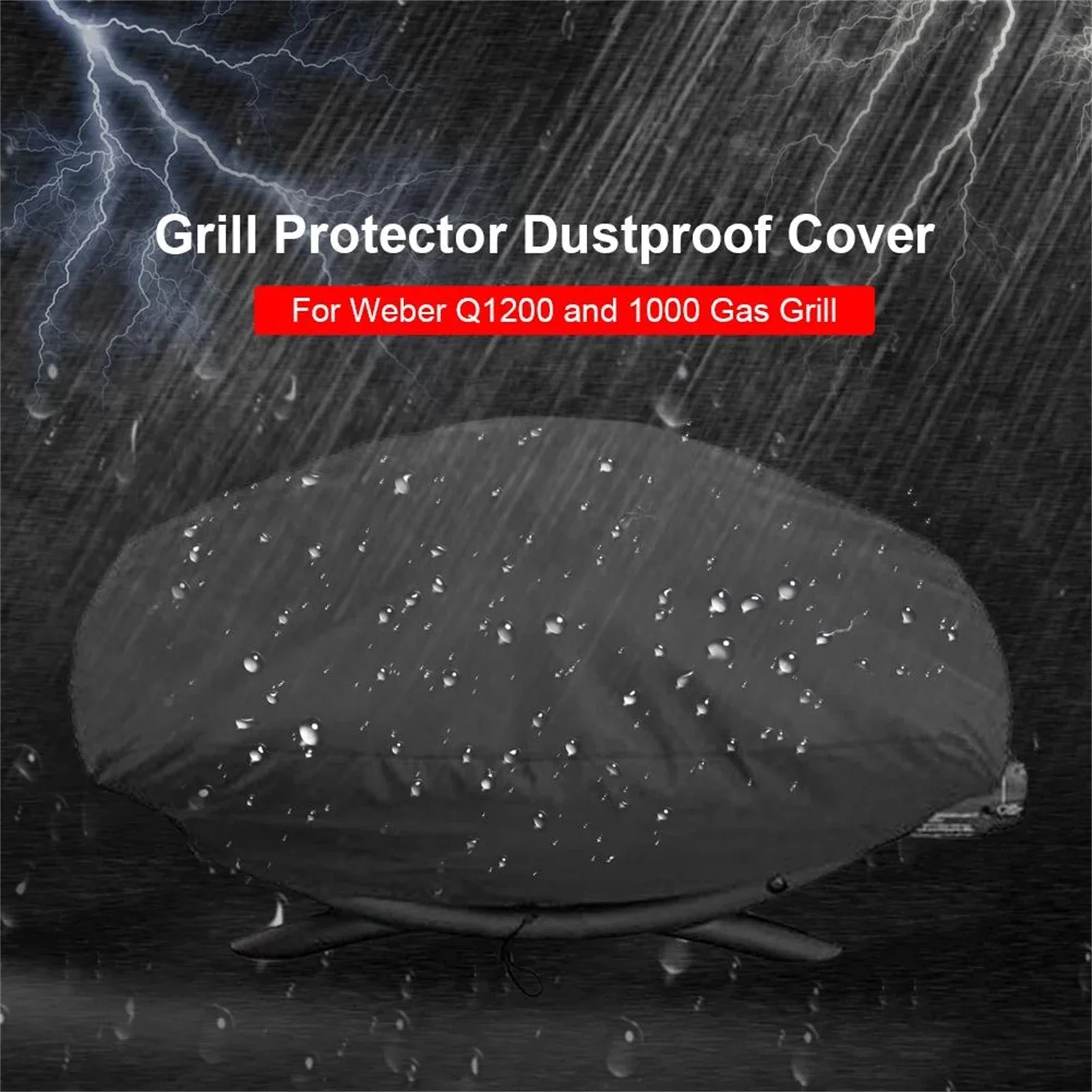 Waterproof Gas Grill Cover for Outdoor Barbecue, Dustproof Cover for Weber, Q1000, Q100, Q1200, Q1400, 7110, 7111 Series