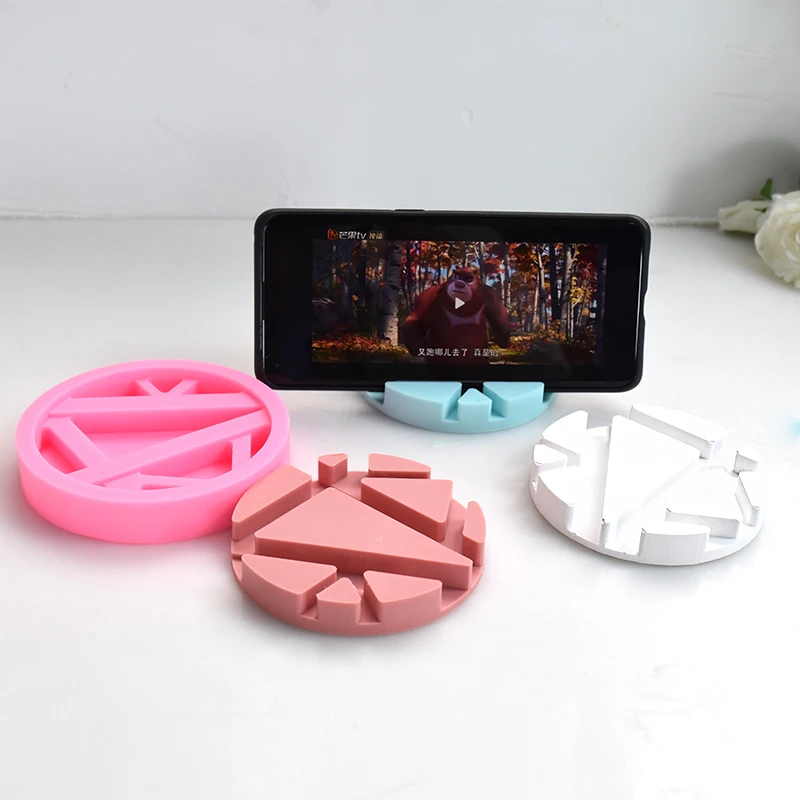 Round Mobile Phone Stand Concrete Mold Silicone Mold Phone Holder Epoxy Resin Moulds Craft Cell Phone Bracket Silicone Molds