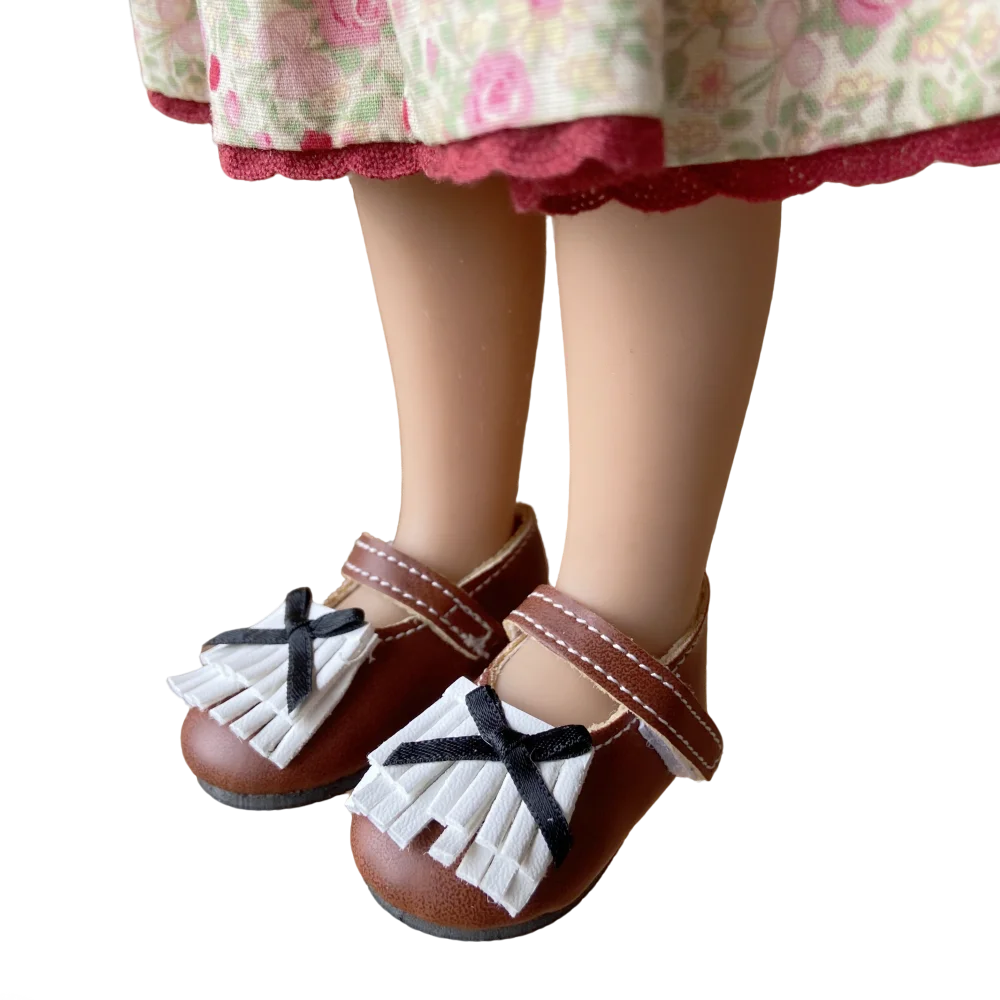 Originele Retro PU lederen schoenen voor 1/4 poppen (voor PaolaReina 32 cm/Mia poppen) 5,7 cm binnenlengte schattige pop schoenen voor meisjes speelgoed