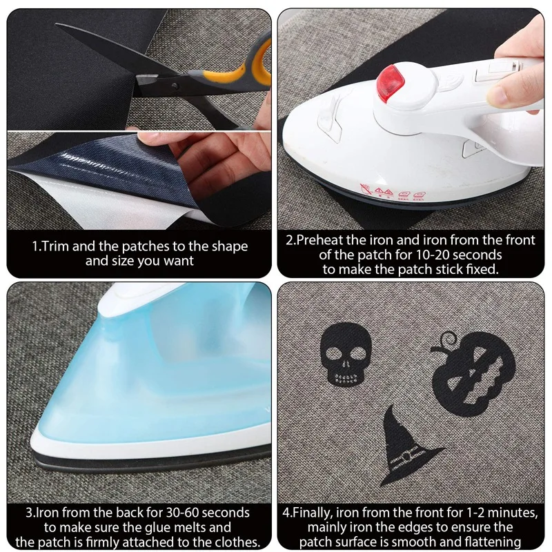 رقع قماش 12 قطعة قماش إصلاح حديد 4.92 × 11 بوصة حديد على الملابس