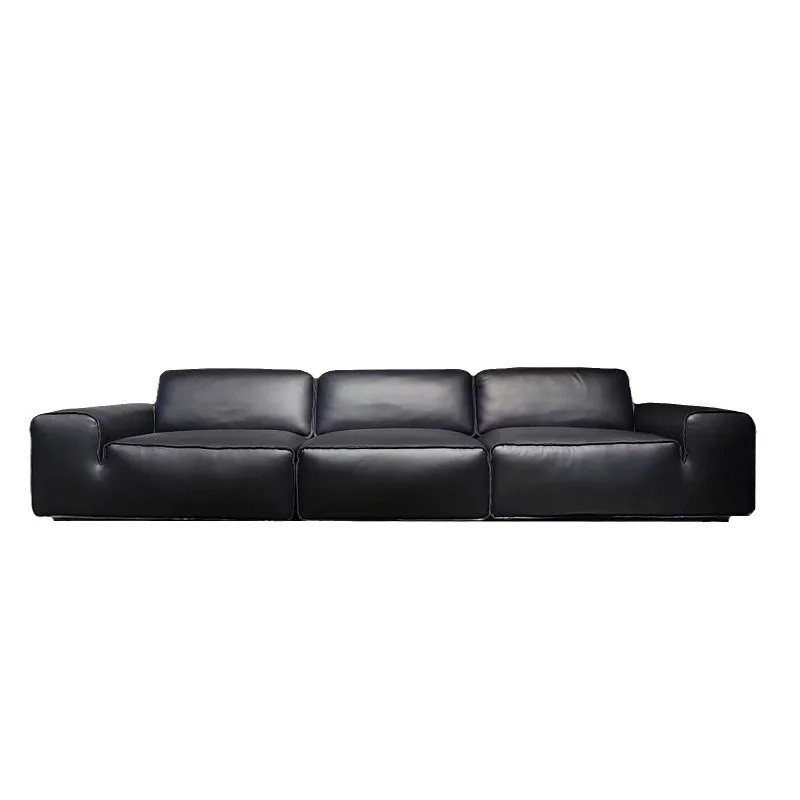 

Итальянский минималистичный кожаный диван Xia Tu, большая черная корова, комбинация гостиной, прямой ряд, черный диван по индивидуальному заказу