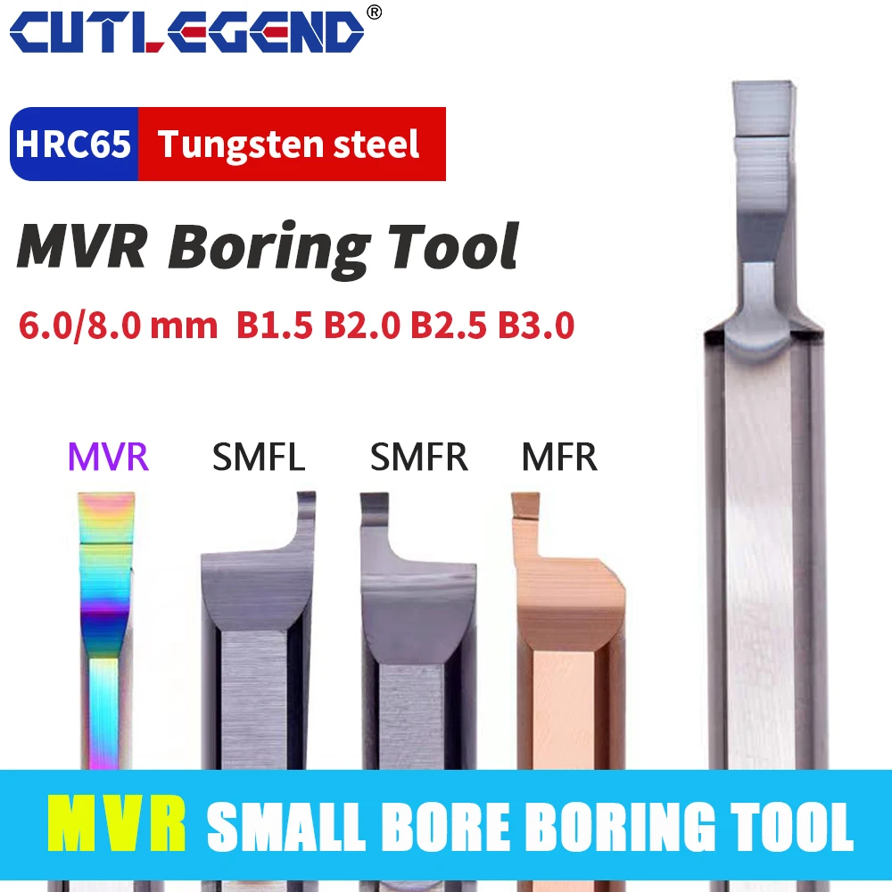 Carbide Boring Bar Mvr Miniatura Ferramenta de Turing Interna Pequeno Furo Cortador de Torno Sólido Revestido Mvr6 Mvr8 Mur8 B2.0 B2.5 b3 L22
