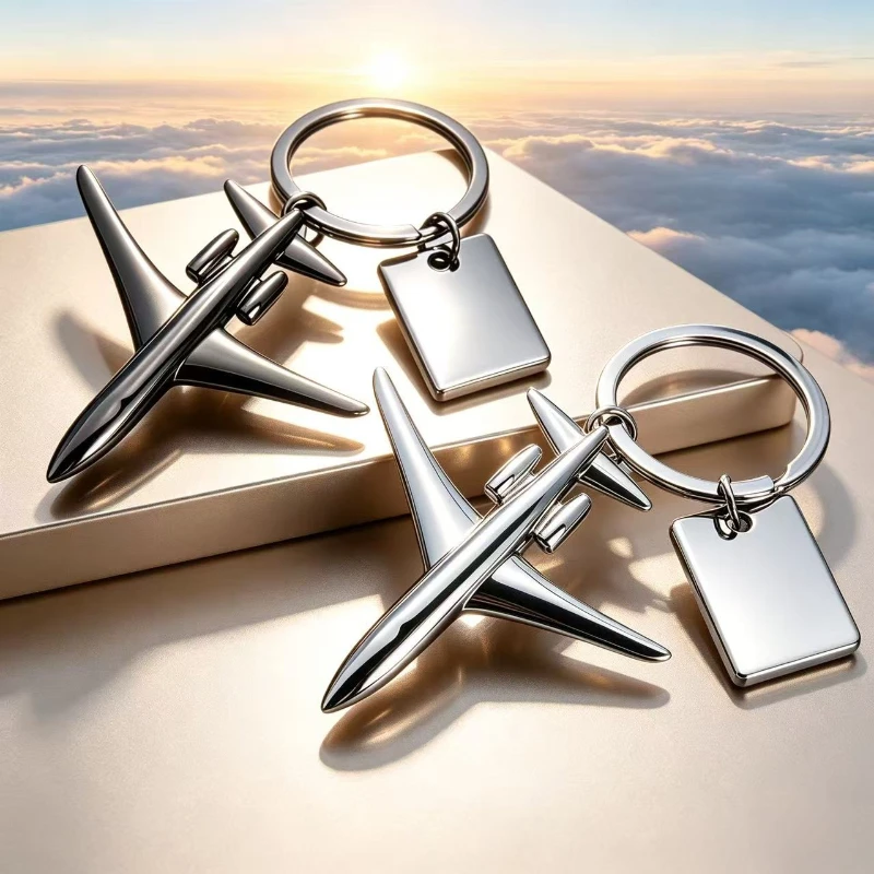 Creative 3D Model Airplane Personalized Logo Custom Key chain, Airplane Key Ring Engraved Promotional Souvenir