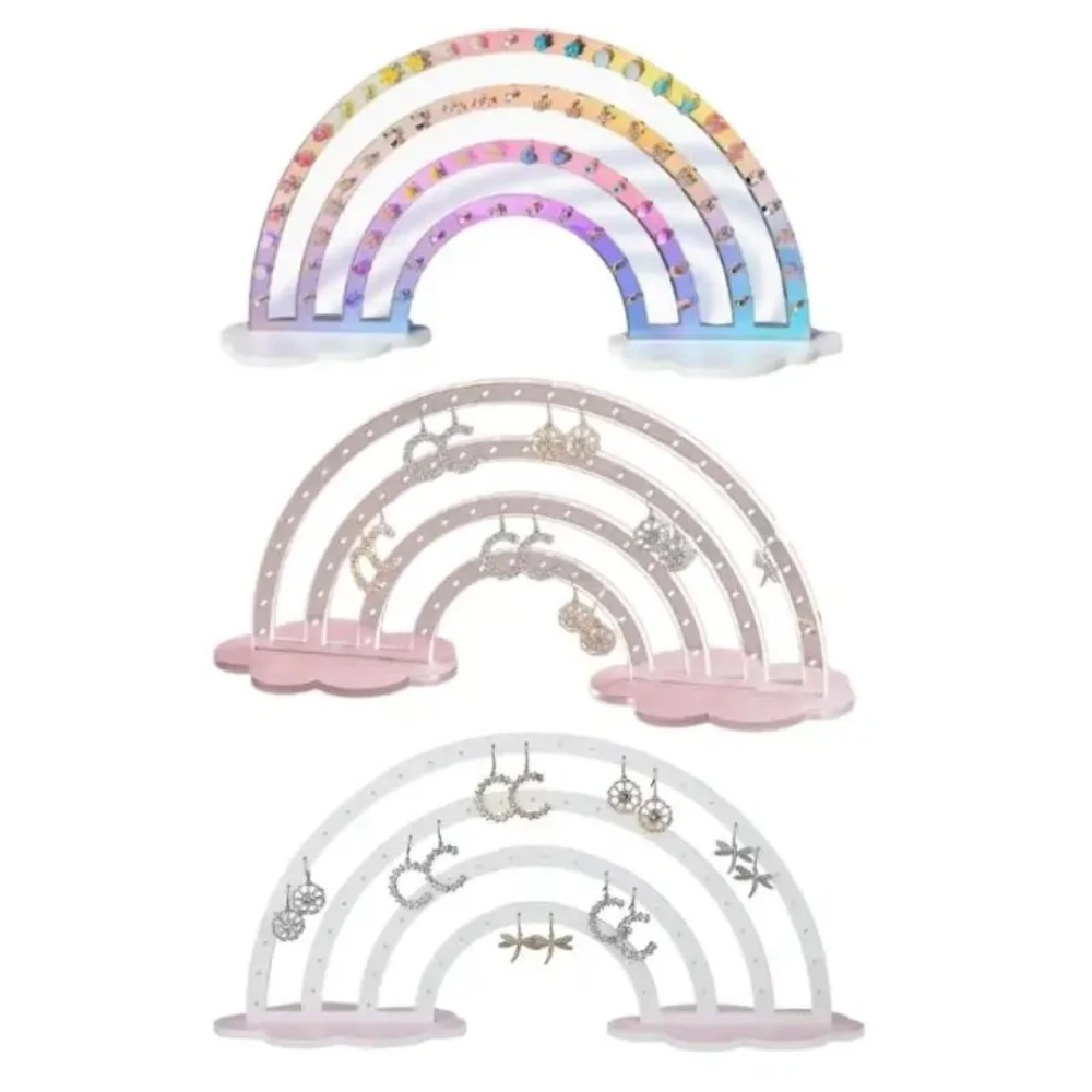 Jewelry Organizer Cloud Rainbow Earrings Stand Desktop Display Detachable Ear Studs Display Holder Transparent Acrylic