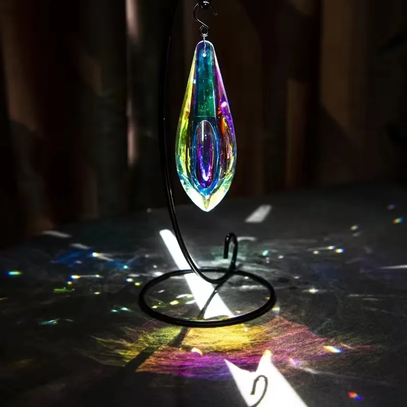 Large Crystal Suncatcher with AB Coating, Faceted Crystal Prisms Drop Pendant, Rainbow Window, Garden Hanging Decoration Gift