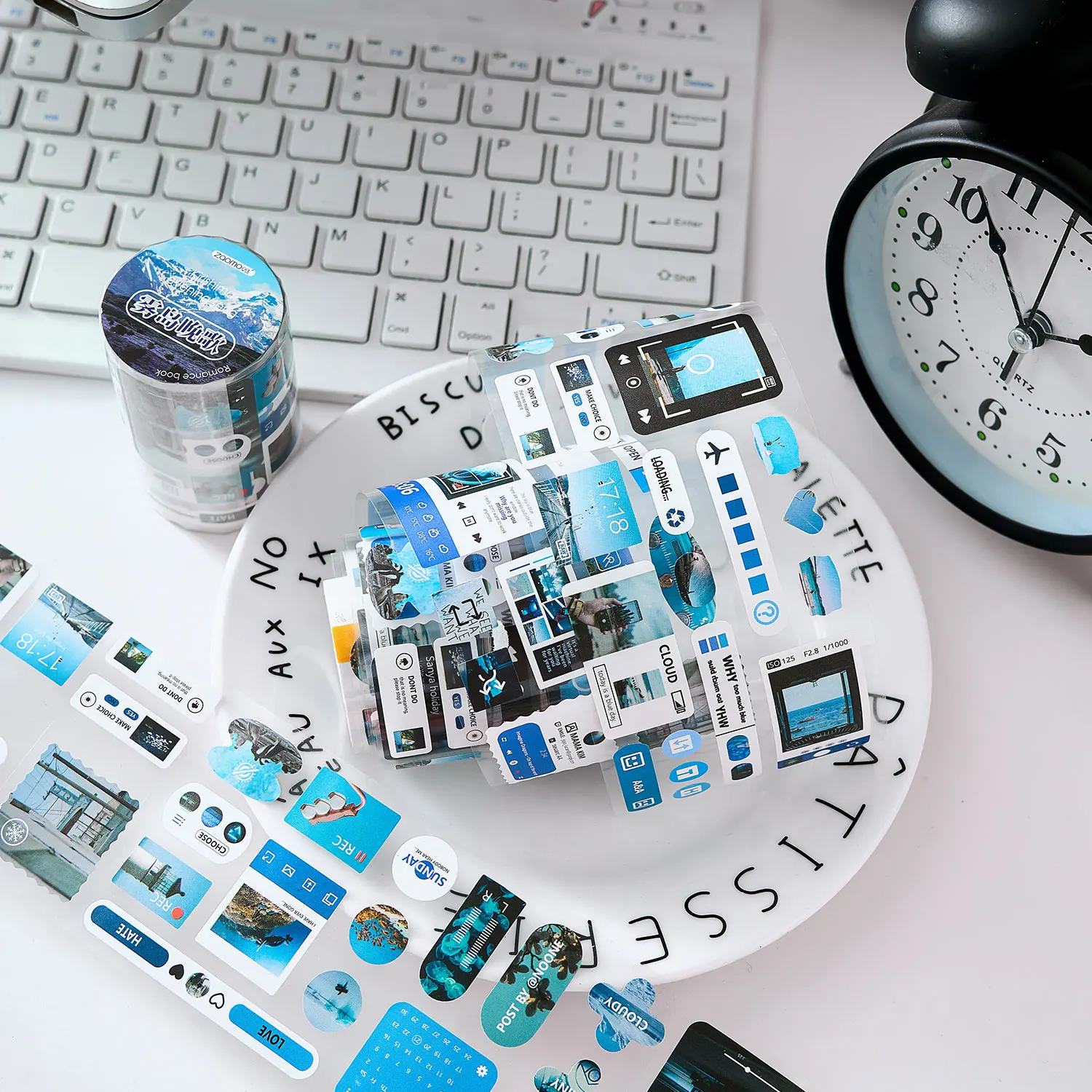 Ins Simple Basic Korean Tape Mist Island Evening Song Series Handbook Decoration DIY Material Stickers