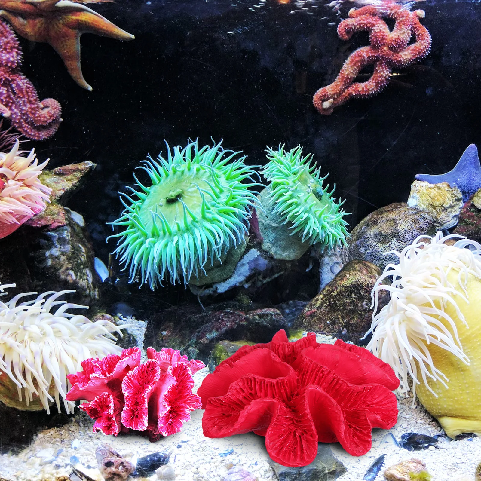 

2Pcs Coral Reef Decor Resin Aquarium Decorations Natural Realistic Artificial Coral Ornament Fish Tank Accessories