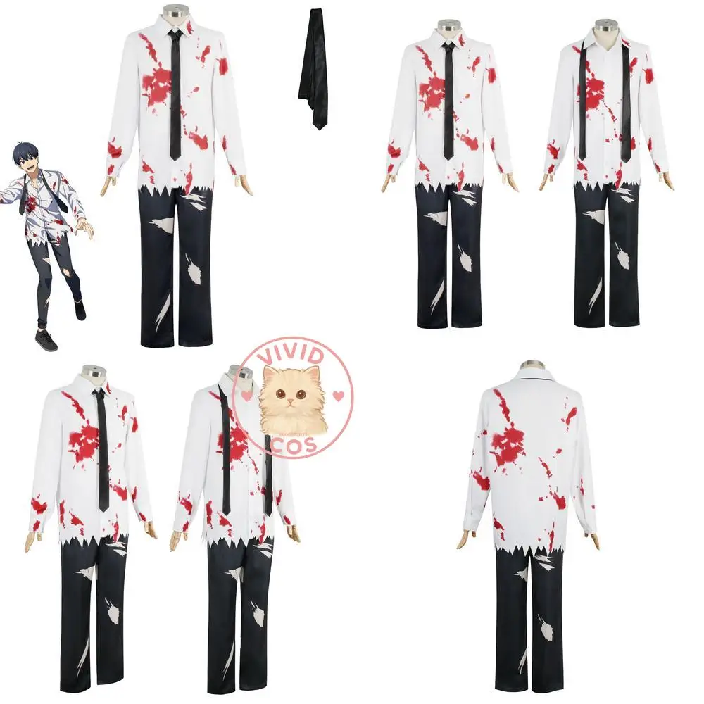 

Blue Lock Cosplay Costume Anime Isagi Yoichi White Uniform with Bloodstains Classic Role Play Adult Manga Comic Con Halloween