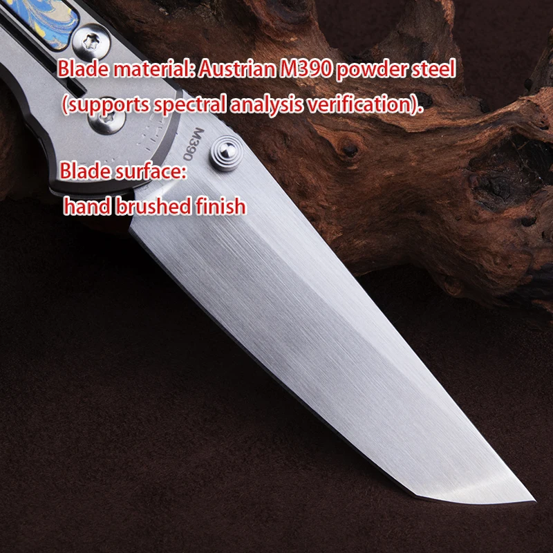 Premium M390 Steel Folding Knife TC4 Titanium Engraved Handle Outdoor EDC Portable Gift Collectible Pocket Tool - view 4