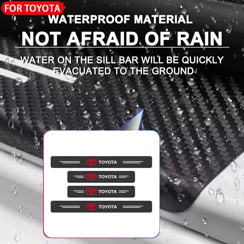 عتبة باب السيارة لوحة بالية ألياف الكربون الشارات ملصقات لتويوتا RAV4 كورولا كامري الحدود سوبرا C-HR هايلكس تاكوما برادو