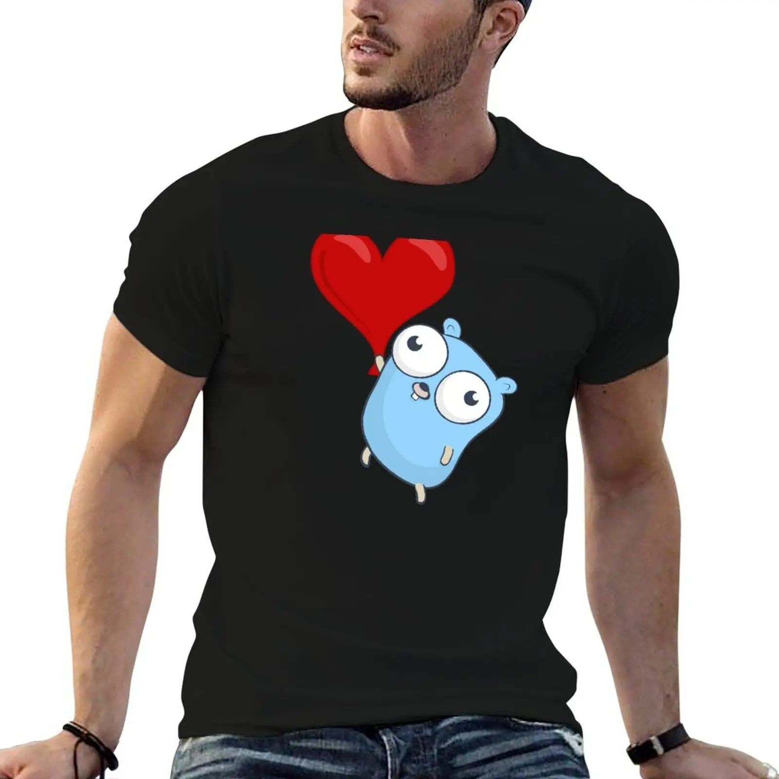 

The Go Gopher: Heart Balloon T-Shirt man t shirts graphic anime t shirts oversize T-Shirt