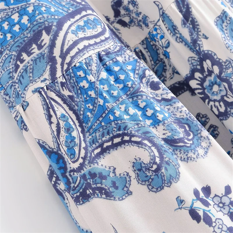 Keyanketian 2025 novo estilo étnico feminino totem impressão viscose mini vestido de três quartos manga com decote em v em camadas uma linha vestidos longos