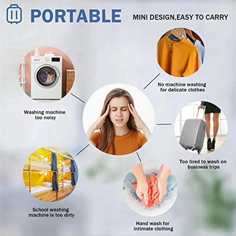 Mini portátil spin abs máquina de lavar usb turbo lavadora para casa, negócios, viagens, faculdade, rv, apartamento-branco