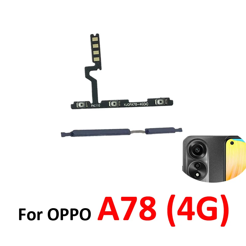 For Oppo A78 4G CPH2565 Phone New Housing Power Volume Button On Off Up Down Key Internal Flex Cable Parts Black Green