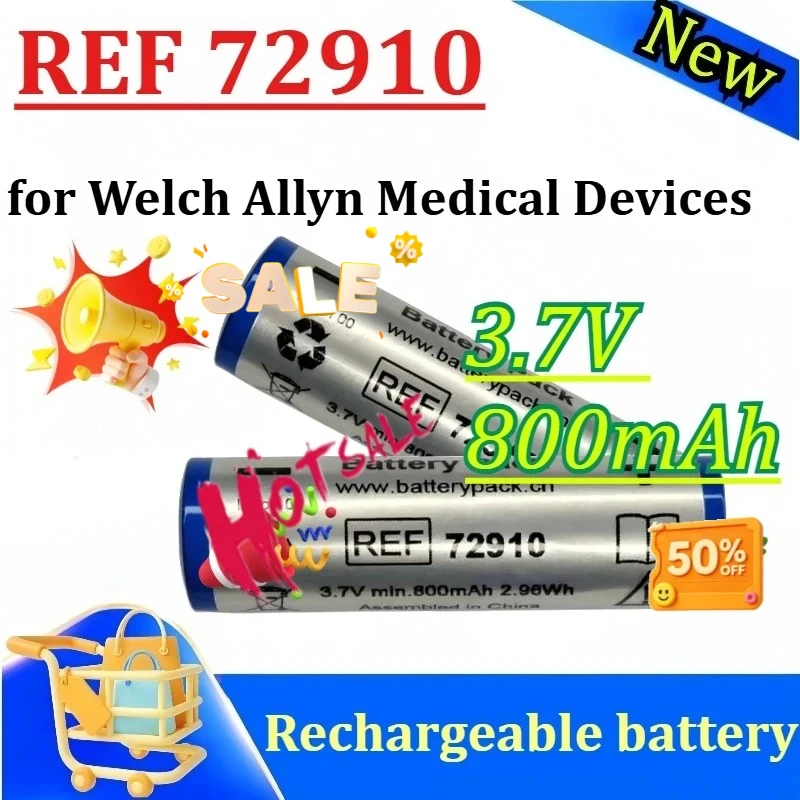 

REF 72910 Rechargeable Lithium Battery Pack 3.7 Min 800mAh 2.96Wh for Welch Allyn Medical Devices