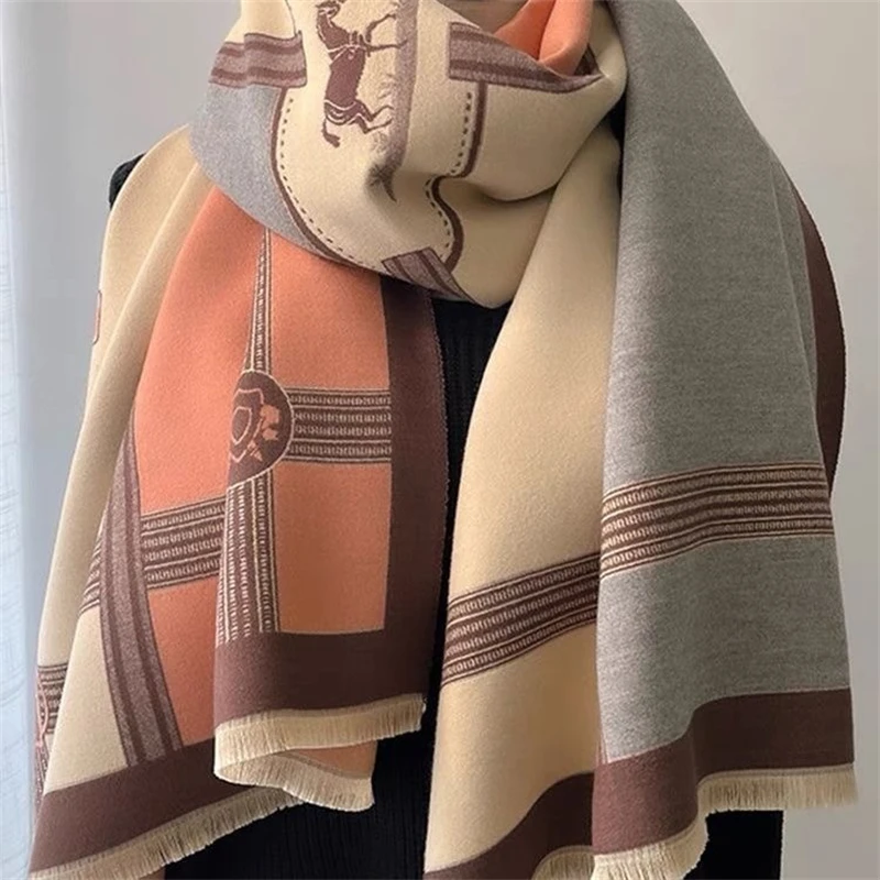 

High Quality 65*185cm Scarf Female Fashion Classic Soft Cashmere Muffler Women Warm Thermal Shawl Outside Autumn Winter