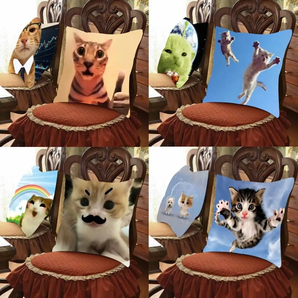 Cute Cat Kawaii Customizable Square Pillowcases, Stylish And Soft, Perfect For Beds, Cars, And Sofas.