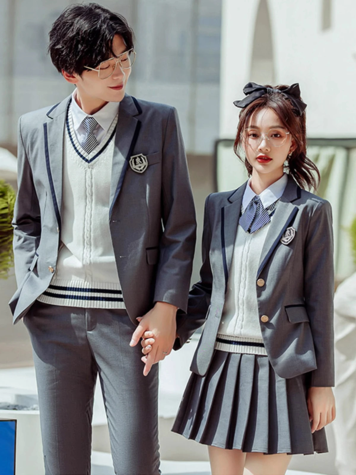 

Серый костюмный комплект для мужчин и женщин в стиле JK, школьная форма, корейская униформа для учителей детского сада, рабочая одежда