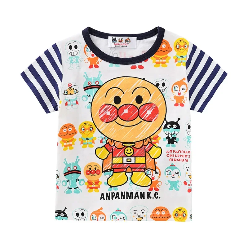 New Summer Cartoon Anpanman Print Kids Boys Short Sleeve T Shirts Children Baby Girl Cotton Clothes Causal Toddler Top Tee 1-8T