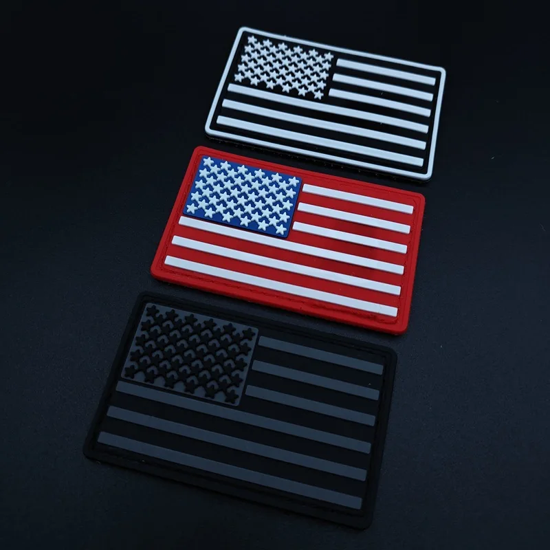 

PVC American Flag Hook and loop patch，USA Tactical Backpack Hat Clothes Accessories patches,Morale badge personal adornment