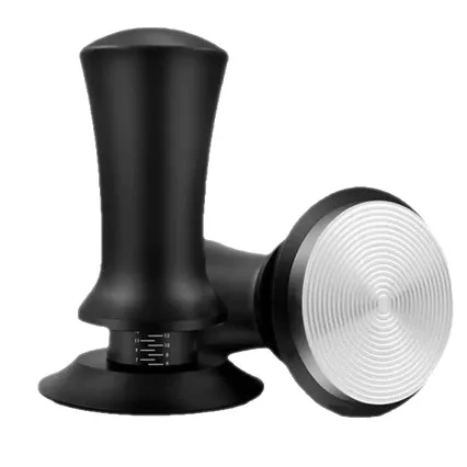 Coffee Tamper Constant Pressure Elastic Espresso Coffee Powder Hammer Stainless Steel Threaded Bottom with Graduation Adjusta